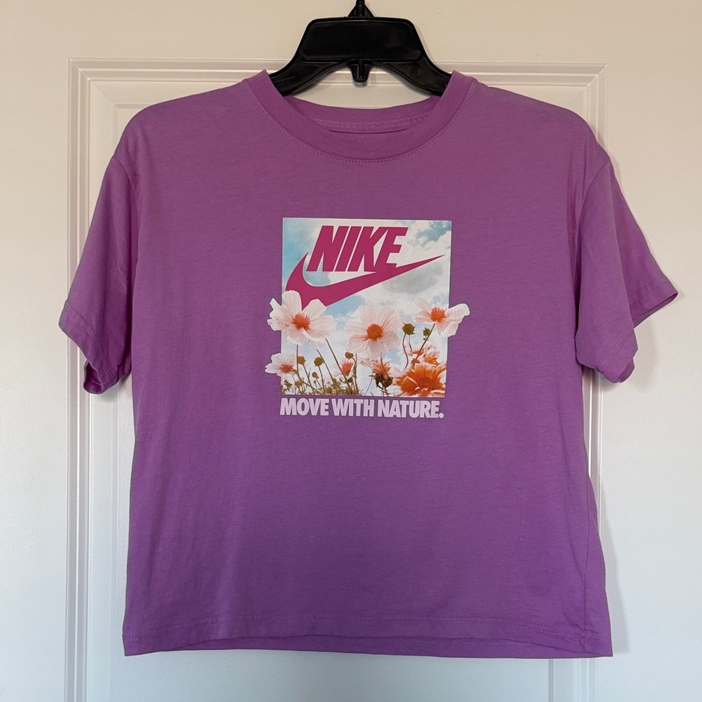 Girl’s Nike Lavender Tee with Floral Design